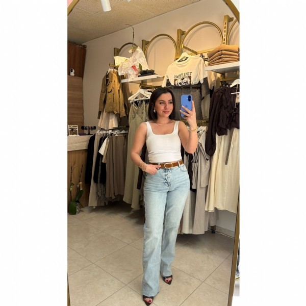 Açık Mavi Mom Fit Kot Pantolon