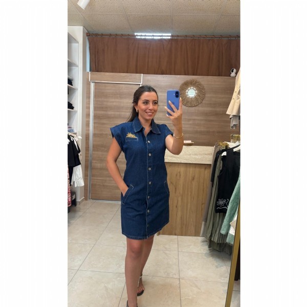 Denim Gold Nakışlı Elbise