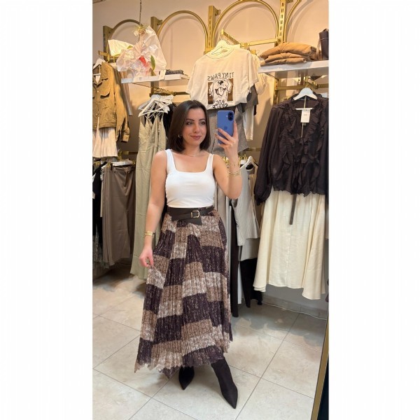 Desenli Piliseli Etek