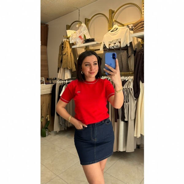 Kırmızı Minimal Logo Tişört