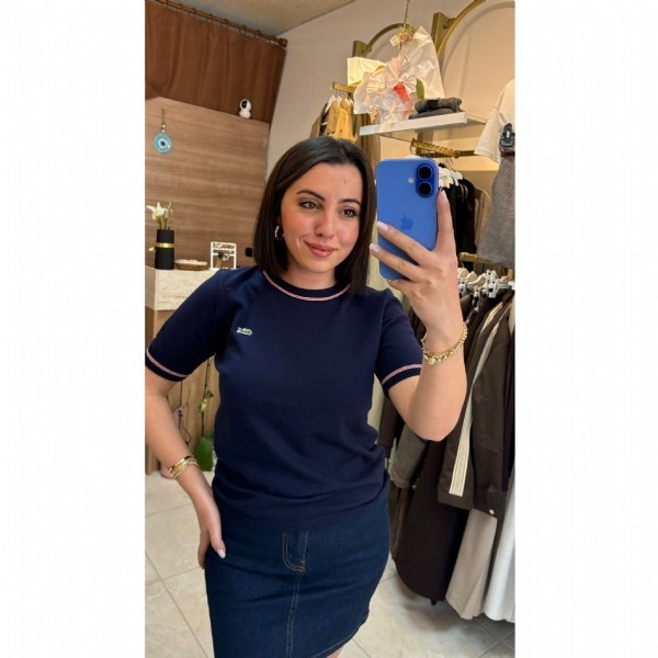 Lacivert Minimal Logo Tişört