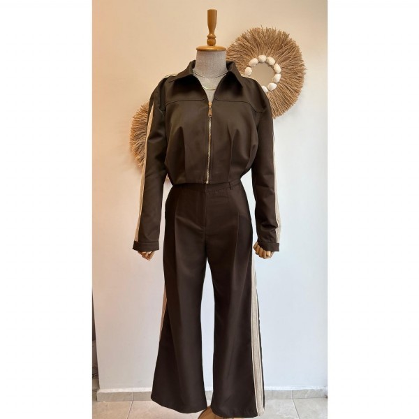 Şerit Detaylı Fermuarlı Takım