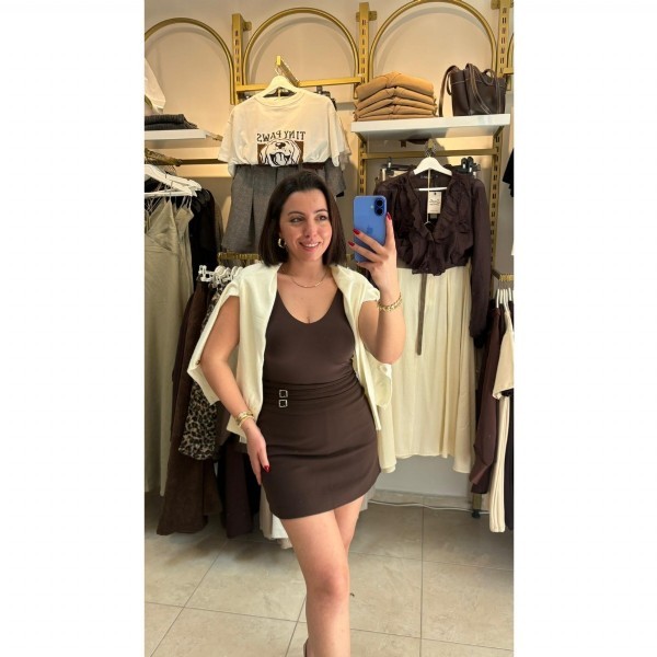 Tokalı Şortlu Mini Etek